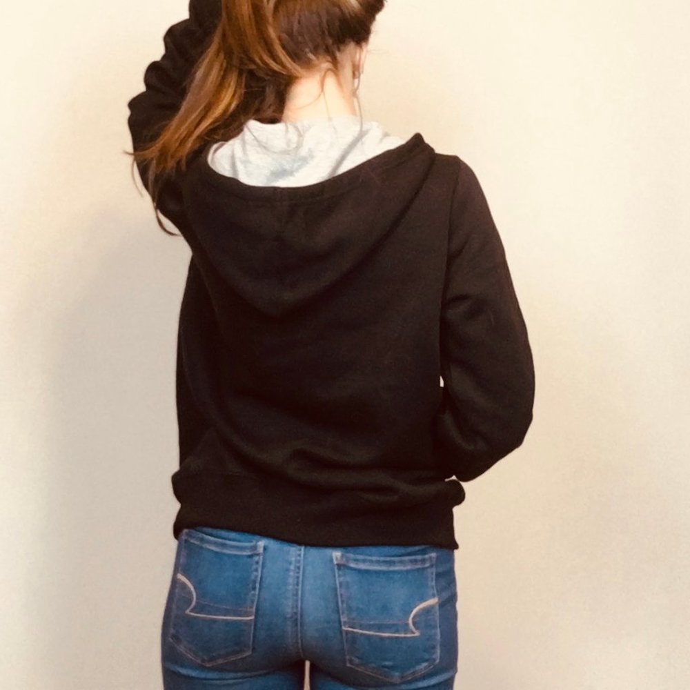 4/$20 FILA Black Zip UP Hoodie Oversized Size LARG - Picture 4 of 6